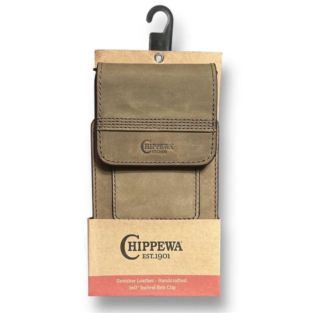Chippewa Cell‎ Phone Belt Clip 360 Degree Swivel Leather Logo Brown 22225708C1